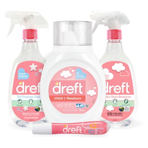 Image of Baby Gifts Set by Dreft, Baby and Mom Gift Set with Liquid Laundry Detergent, Laundry Stain Remover, Stain Remover Pen & All Purpose Cleaner Spray, Great for Baby Showers