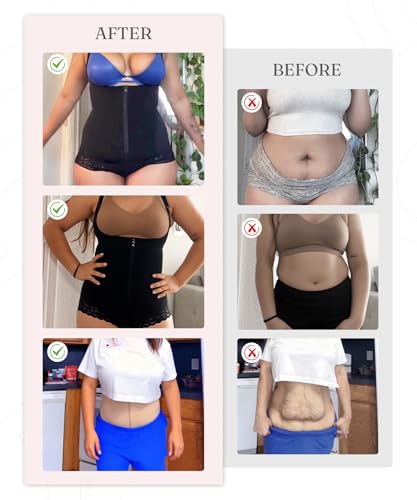 FeelinGirl Women\'s Faja Body Shaper Postpartum Fajas Colombianas Shapewear Tummy Control Body Shaper Butt Lift Bodysuit Black XXL