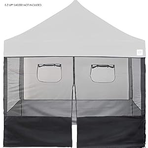 E Z UP Food Booth Sidewall Kit Set of 4 Fits 10 x 10 Straight Leg Canopy CanopyShelter NOT Included Includes 2 Roll Up Serving Windows Commercial Grade Mesh Black