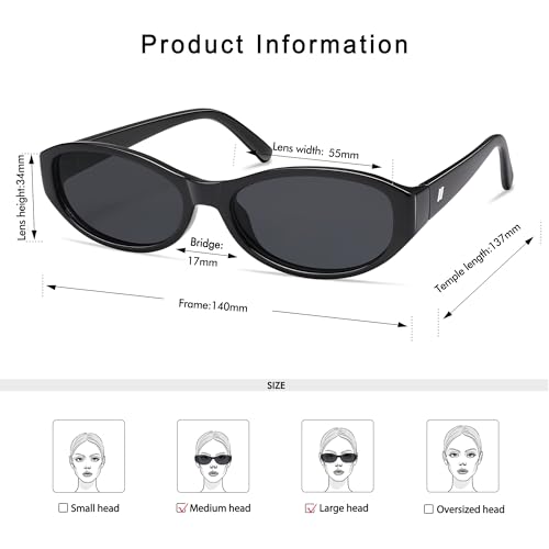 Retro Trendy Oval Sunglasses for Women Narrow Chic Thin Y2k Cat Eye 90s Sunnies Lightweight Glasses AP37274