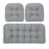 DLLDLGG Ensemble De 3 Coussins pour Mobilier D'extérieur en Osier, Coussin De Banquette (Love Seat) pour Patio avec Dossiers Assortis, Coussin Capitonné pour Balancelle Porche, Jardin, Pelouse