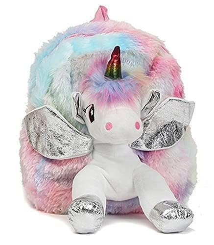 unicorn soft fur bag for kids, girls - school & picnic bag/lightweight travel school mini backpack for girls & kids, birthday gift for girls, return gift (multicolour)