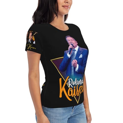 Roland Damen T-Shirt Kaiser Klassisches Rundhals Kurzarm Sommer Lässig Schwarz Tshirts Regular Fit Tee T Shirts für Frauen Mädchen Fans Geschenk