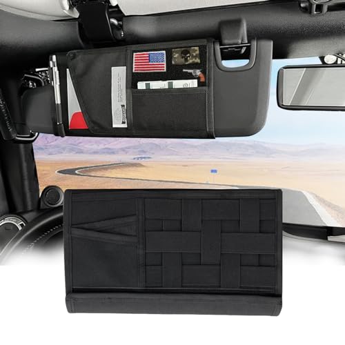 Sun Visor Organizer for Jeep Wrangler,Visor Storage Cover Visor Panel Organizer Pouch Holder for Jeep Wrangler JK JL & Gladiator JT 2007-2023,1Pcs
