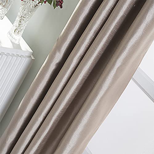 Image of GYROHOME Extra Wide Blackout Curtain for Sliding Glass Door, Faux Silk Blackout Curtains (Beige Liner) Fully Lined Solid Window Treatment Drapes (1Panel,100x96inch, Gold Brown)