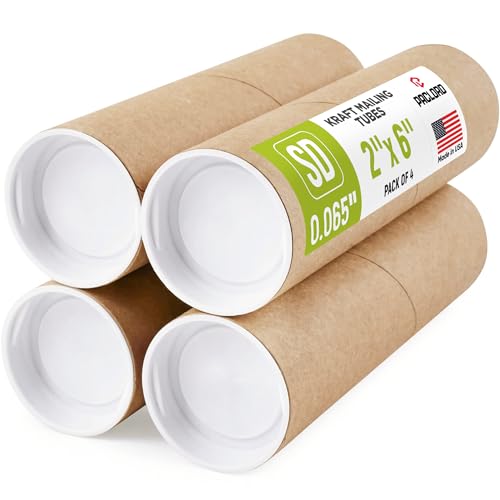 Tube d'expédition kraft 5,1x15,2 cm lot de 4 étuis carton avec bouchons pour affiches