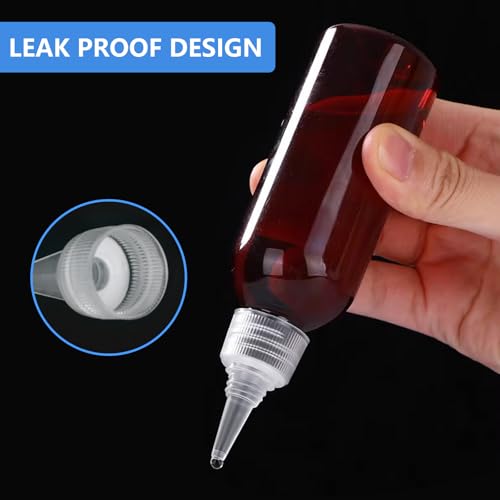 image for DTDNZKN 4 Pack 1 Oz (30ml) Amber Plastic Essential Oil Bottles with Fu