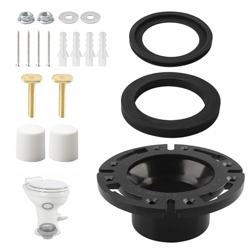 RV Toilet Seal and 3' Socket Floor Flange Kit for Dometic 300/310/320 RV Toilets,Toilet Replacement Parts 385345892 Flange,385311658 Flush Ball Seal and 385311652 Base Seal Gasket for Dometic Toilet