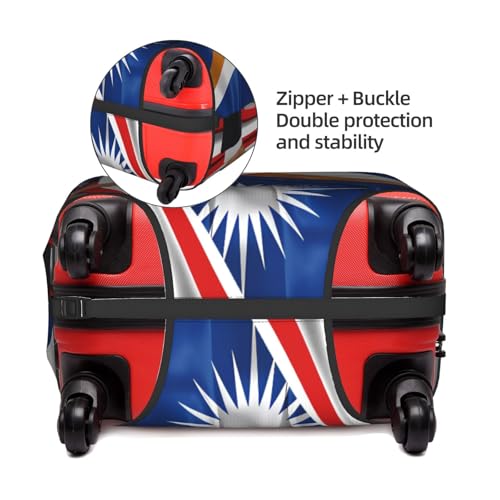 Travel Luggage Cover America Flag And Marshall Islands Flag Fashion Washable Baggage Suitcase Protector Fit For Luggage X-Large3