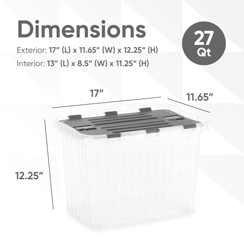 Image of Superio 26 L Deep Storage Container with Hinged Lid 27.5 Quart (2 Pack)