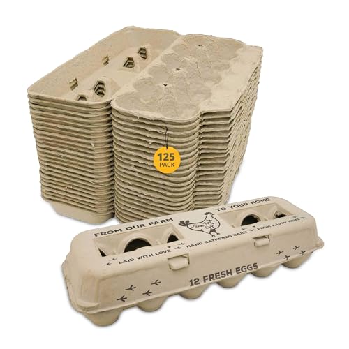 Stromberg's Decorative Print Large Egg Cartons, Eco-Friendly, Perfect for Farmer's Markets, Advertise Fresh, Handgathered Eggs from Happy Hens, 125 Pack