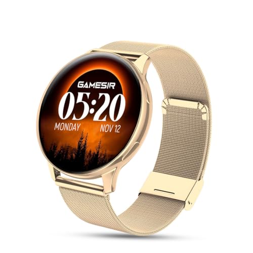 Image of GameSir Active 2 Smartwatch for Men & Women, 1.39 inch HD Round Display, Bluetooth Calling, Heart Rate & SPO₂, 100+ Sports Modes, IP67, Long Battery Life for Android & iOS ((Millanese Gold)