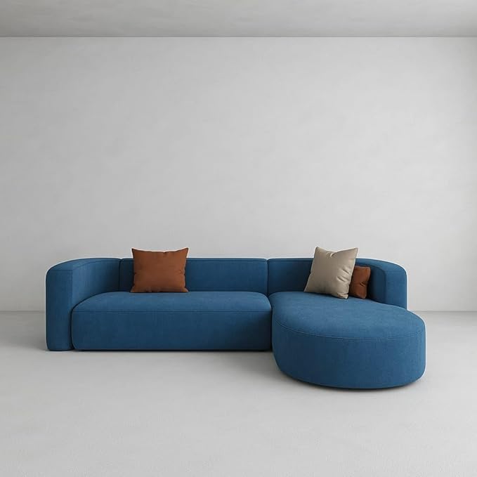 Image of Modern Classic L Shape Sectional Sofa Set, Chesterfield Style 4 Seater Sofa Set with Pillows for Living Room, Bedroom and Office, Office, and Hallway Colour (Blue L Shape AI)