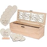 Alternative Gästebuchbox - Hochzeit Gästebuch Alternative - 98 große Holzherzen - auch für...