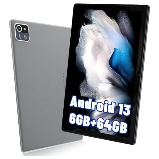 Whitedeer 10 Pollici Tablet Android 13, 6(2+4) GB RAM+64GB ROM Tablet con 5MP+8MP Doppia Fotocamera, Quad-core Processore, 1280 * 800 IPS Display, 5000mAh, Wifi, Bluetooth, Type-C (Gray)