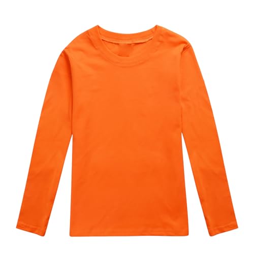 Langarmshirt Mädchen Tops Jungen Hemd Kleinkind Jungen Mädchen Langarm Solide Prints T Shirt Tops (Orange, 6-7 Years)