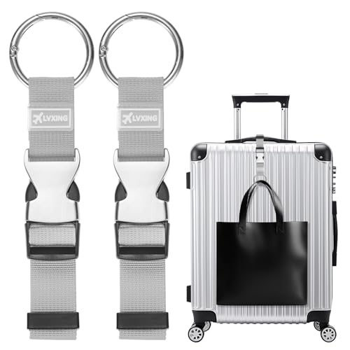 Image of M METERXITY 2-Pack Add A Bag Luggage Strap, Adjustable Suitcase Belt for Connecting Luggage /Backpack /Jacket, Carry Strap with Ring Buckle [Gray]