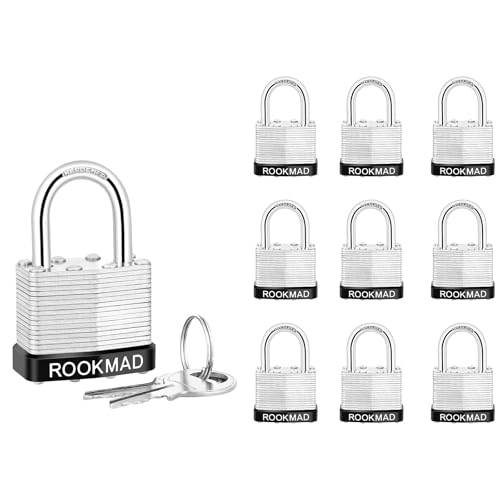 Image of Keyed Padlocks, Laminated Steel Padlock, Keyed Alike Locks with Same Keys, PE Plastic Hoop, This Pad Lock with Eco-Friendly Materials, 10 Pack