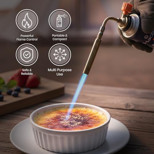 Image of HACER Butane Brazing Blow Torch Single LPG Nozzle with 2 Butane Gas Canisters Multipurpose Heat Gun For Outdoor Use Cooking Copper Pipe Welding Camping Jewelry Repair Work Tool Burner
