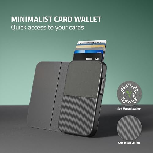 Image of Fidelo Slim Wallet for Men - RFID Blocking Minimalist Credit Card Holder with Sliding Pop-Up Design - Push Button Men's Wallets - Front Pocket Wallet