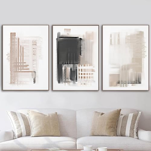 CWBLYZ 3 Pieces-Modern Abstract Geometric Wall Art Canvas Painting Black White Poster Print Pictures Scandinavian Style Living Room Home Office Decor-40 * 60Cm (Unframed Print)