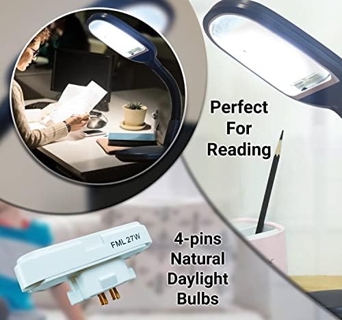Neez 27w Daylight Replacement Bulb 4 Pin FML GX10Q-4 (6500k) Fluorescent Tube Light High Vision Reading Study Desk Office Lamp