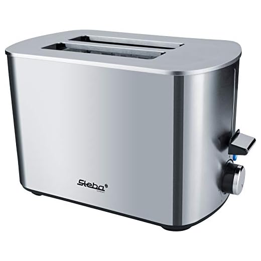 Steba Tostadora automática TO 20 Inox de doble ranura para 2 rebanadas Tostadora antihuellas Carcasa ajustable 7 niveles de tostado 4 funciones: tostadas, descongelación, calentamiento, tope