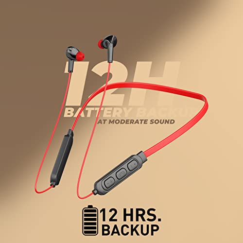 Image of UBON CL-118 Bluetooth Wireless in Ear Earphones with Mic, Up to 12 Hours Playtime, Hd Sound Quality, 10Mm Driver, V5.0 Bluetooth Headset (Red)