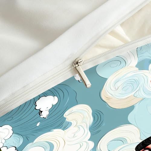 Parure de lit 240x260 Ukiyo-e résolvant le problème de couette qui glisse - 8