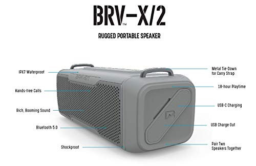 Braven Brv- X/2 - Wireless Bluetooth - Rugged Portable Waterproof Speaker With Usb, Black (604203557) #TOP1