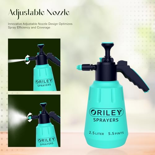 Image of ORILEY 2.5Litre Multifunctional Manual Garden Sprayer Pressure Pump Water Bottle with Nozzle Handheld Mist Spray for Flowers Plant Watering Car Glass Home Pesticide & Cleaning (Random Colour)