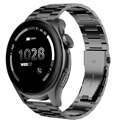 Lamshaw Compatible with Cubitt Viva Pro Smart Watch Band, Quick Release Stainless Steel Metal Replacement Strap Bracelet Compatible for Cubitt Viva Pro, Viva, Aura Pro, Aura Smart Watch (Black)