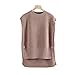 Produktbild Pullover Weste Damen O Hals Hoch Niedriger Saum Casual Teens Fashion Button Frühling Ärmelloser Strickpullover Khaqi M2077 One Size