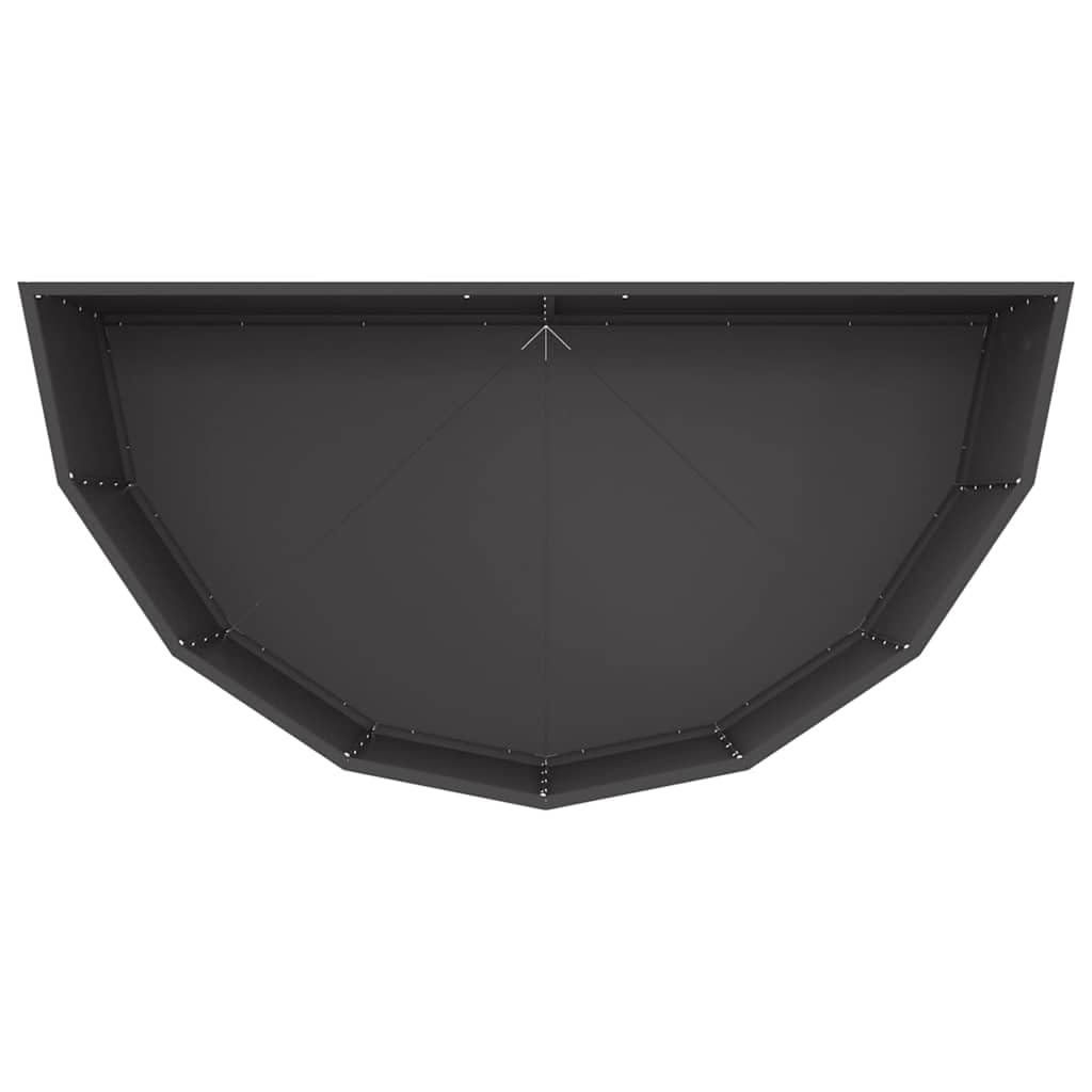 Moderner Halbrunder Pflanzkübel aus Stahl, 120 x 60 x 50 cm, schwarz für Garten und Terrasse