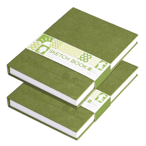 Arrtx Sketchbook 2 Pack, A5(21.6 * 15.5 cm) 120 Sheets/240Pages180GSM/90lb, Artists Hardcover Sketchbook