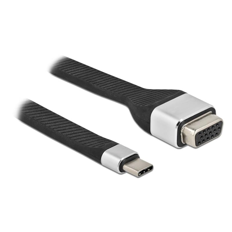 Techly 367959 Short Flat Cable USB-C™ Male to VGA Female FPC 12 cm Black