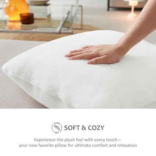 Pallene Faux Fur Plush Throw Pillow Covers 16x16 Set of 2, Soft Fluffy Couch Pillow Covers for Living Room, White