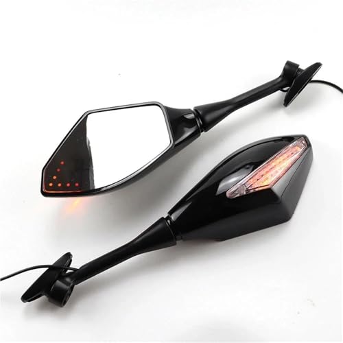 Espejo ancho con luz de giro para rutas deportivas en Suzuki GSX-R y Honda CBR