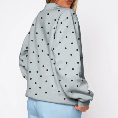 Polka Dot Shirts for Women Trebdy Crewneck Long Sleeve Polka Dot Sweatshirt - image 3