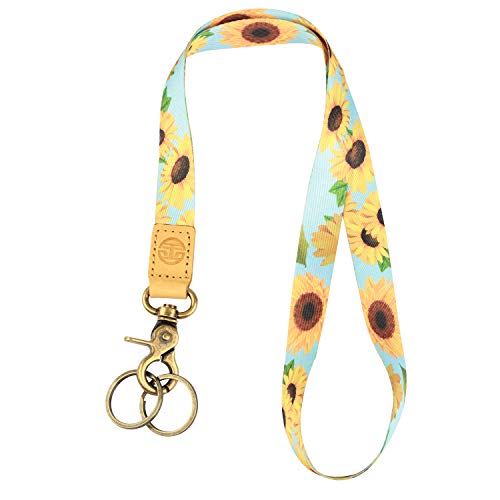 Neck Lanyard Keychain Holder with 2 Free Keyring (Sunflower)