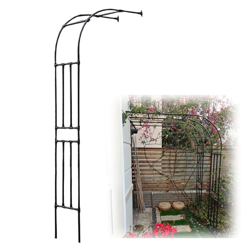 Arco da giardino in metallo nero, elegante traliccio a mezza rosa per piante rampicanti, facile da montare, decorazione per matrimoni e feste, pergolato per supporto da giardino esterno (W2 m)