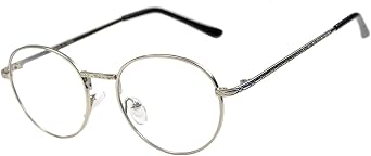 OWL Round Retro Vintage Womens Mens Clear Glasses Metal Spring Hinge Frame