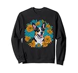 Photo Gallery amante del cane sorridente australiano bovini fiori floreali felpa Photo Gallery amante del cane sorridente australiano bovini fiori floreali felpa