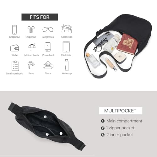 Crescent Bag For Women, Shoulder Bag Nylon Crossbody Bags For Women Multi-Pocket Sling Crossbody Bag Adjustable Strap4