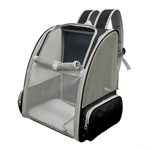 Yuanpgky Sac à dos pour chat pour voyage, camping, randonnée, transport en polyester respirant avec fenêtre de toit et rangement latéral, bretelles épaisses compatibles avec les chats (noir)