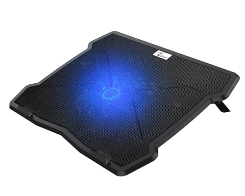 Image of TECHIE 1 Fan Laptop Cooling Pad with Hollow Heat Dissipation Design | Foldable, Ergonomic, Non-Slip Silicone Base | USB-A Connectivity Ultra-Quiet Cooler for 14-17 inch Laptops & Gaming Use (Black)
