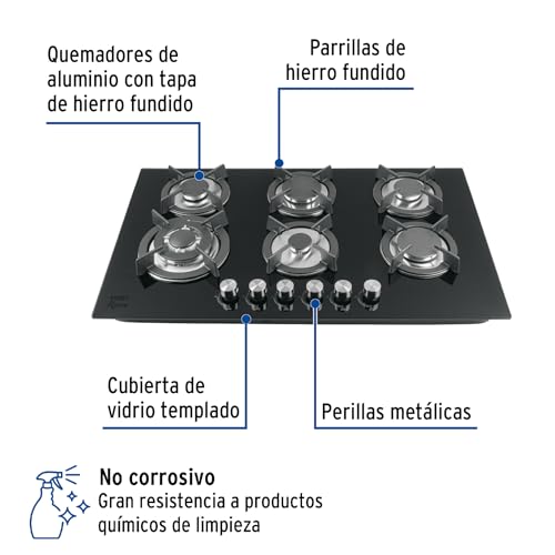 Estufas Y Campanas, Kitchen parrilla mabe 6 quemadores Marca Foset (2)