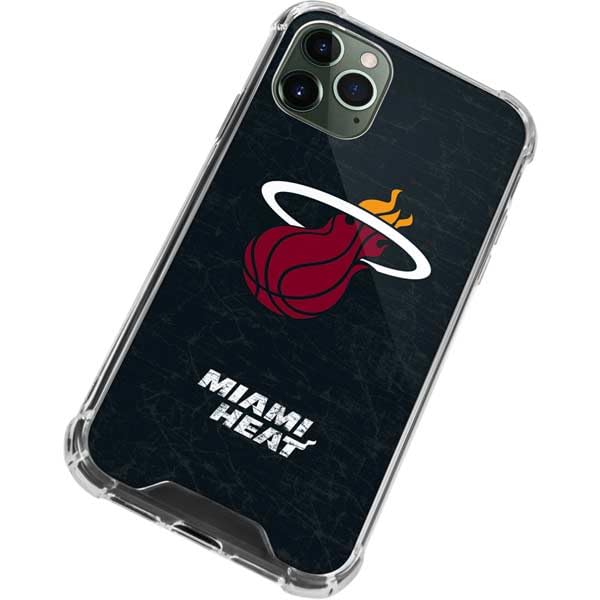Skinit Clear Phone Case Compatible with iPhone 11 Pro Max - Officially Licensed NBA Miami Heat Black Partial Logo Design