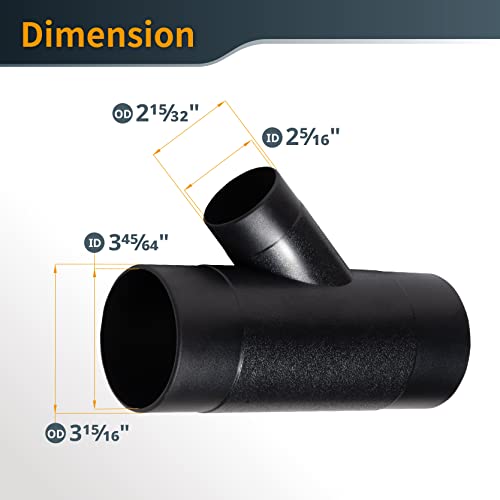Powertec 70190 4-Inch By 2-1/2-Inch Y-Fitting Dust Collection Hose Connector #TOP5