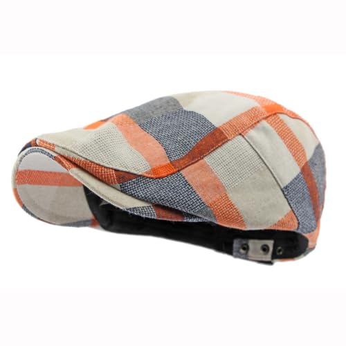 Image of Men's Plaid Striped Newsboy Ivy Flat Driving Golf Cap
